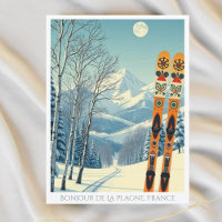 La Plagne Frankreich Skigebiet Retro Postcard