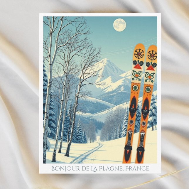 La Plagne Frankreich Skigebiet Retro Postcard Postkarte (Von Creator hochgeladen)