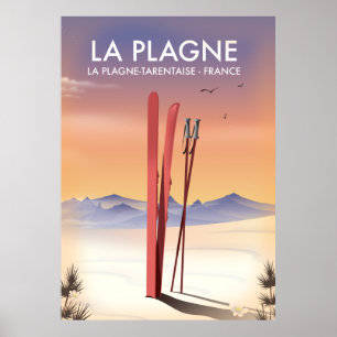 La Plagne, La Plagne-Tarentaise, französisches Ski Poster