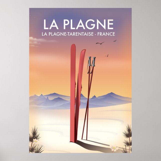 La Plagne, La Plagne-Tarentaise, französisches Ski Poster (Vorne)