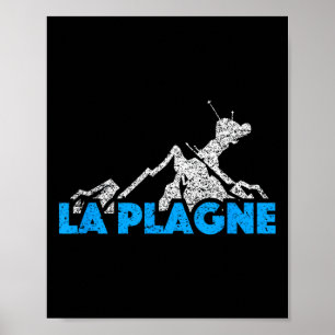 La Plagne Ski Snowboarden Frankreich Resort Distan Poster