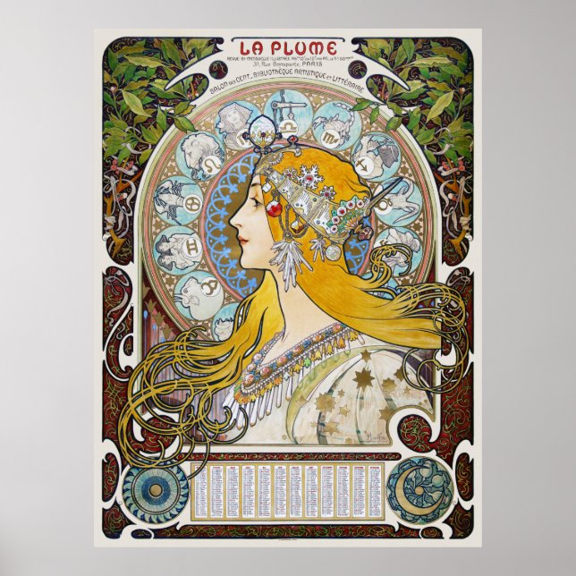 La Plume France Vintage Jugendstil 1896 Poster (Vorne)
