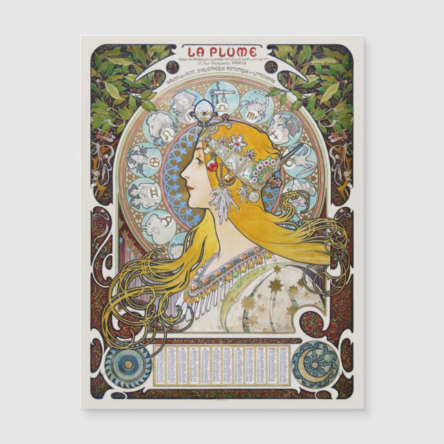 La Plume France Vintage Mauer Jugendstil 1896 Magnetkarte (Vorderseite)
