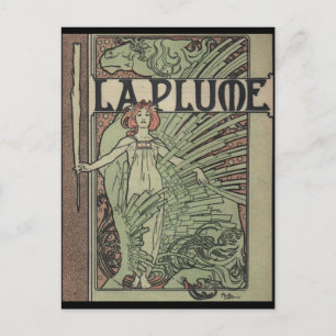 La Plume von Alfons Mucha Postkarte