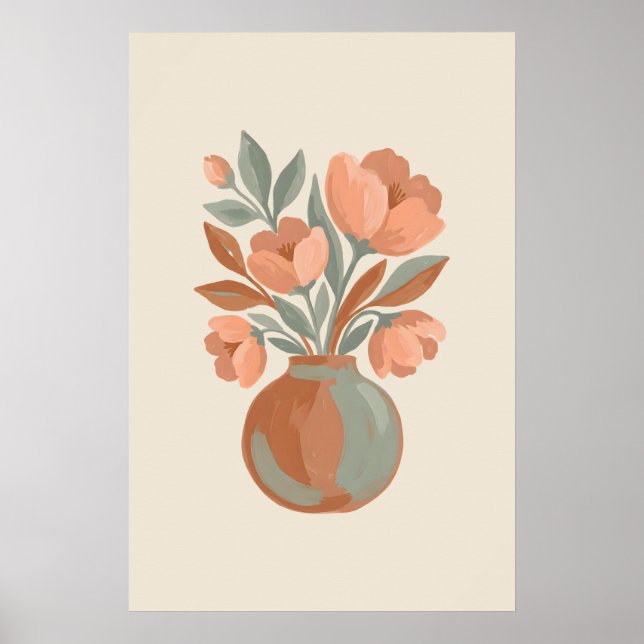 La poire Modern Minimalist Boho Floral Bouquet Poster (Vorne)