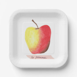 La pomme / Der Apfel Französisch lernen Pappteller