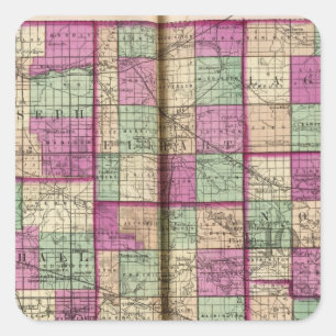 La Porte Landkreis und St- JosephLandkreis Quadratischer Aufkleber