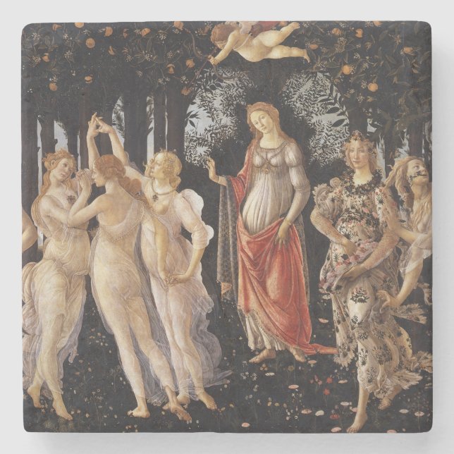 La Primavera (Frühjahr) von Sandro Botticelli Steinuntersetzer (Vorderseite)