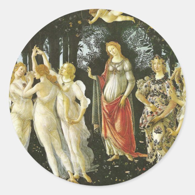 La Primavera von Sandro Botticelli Runder Aufkleber (Vorderseite)