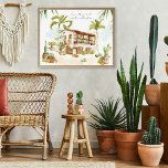 La Pura Vida | Trendy Retro Summer Mexico Poster<br><div class="desc">Trendy boho Poster einer mexikanischen Hazienda mit individualisierbarem Angebot. Mexikos festliche Kultur, atemberaubende Schönheit und herzliche Gastfreundschaft machen das Hotel zum idealen Lifestyle-Poster für Ihre Zuhause. Die Details werden verschwommen, aber die Schnappschüsse bleiben klar. Es gab Palmen und rote Ziegeldächer, einzelne Gebäude mit tropischen Pflanze und gelegentlich Hahn. Da die...</div>