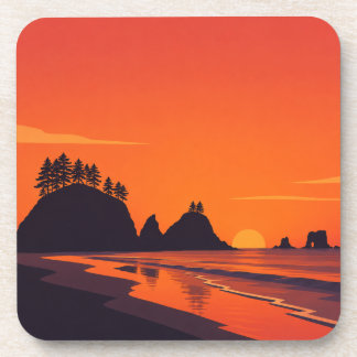 La Push Washington Sonnenuntergang Minimalist Küst Getränkeuntersetzer