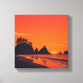 La Push Washington Sonnenuntergang Minimalist Küst Leinwanddruck
