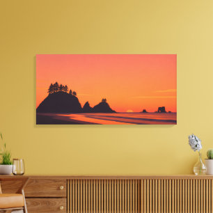 La Push Washington Sonnenuntergang Minimalist Küst Leinwanddruck