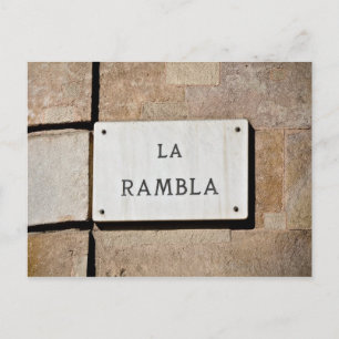 La Rambla Barcelona Spanien Postcard Zeichen Postkarte