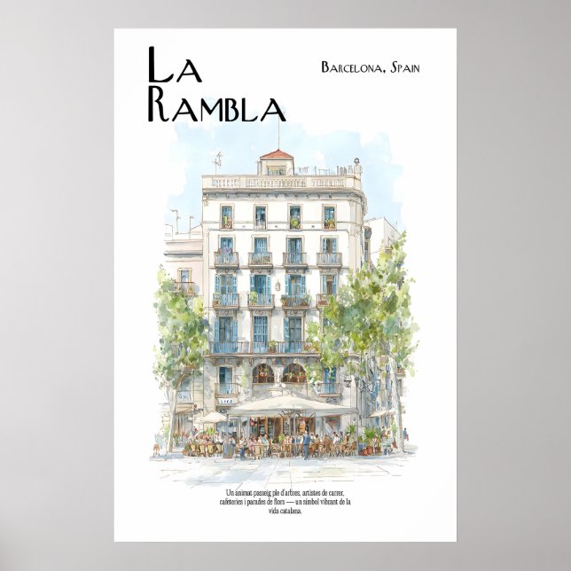 La Rambla Poster Barcelona Spanien Straßenbild (Vorne)