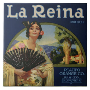 La Reina Orange-Kistenetikett Fliese