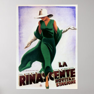 LA RINASCENTE Advertising Art Deco Vintag Italien Poster