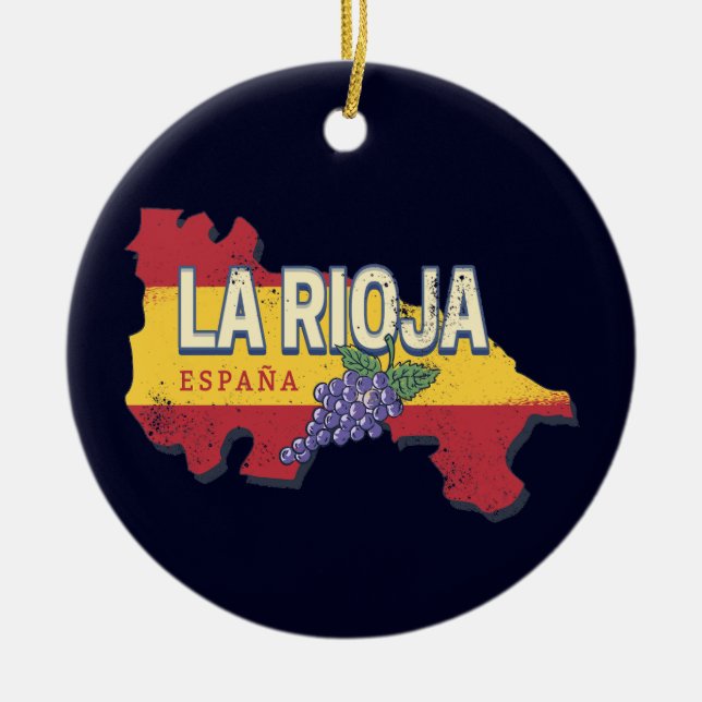 La Rioja Spanien Retro Region Weinkultur und Vinta Keramik Ornament (Vorne)