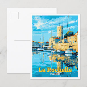 La Rochelle Frankreich Vintage Illustration Postkarte
