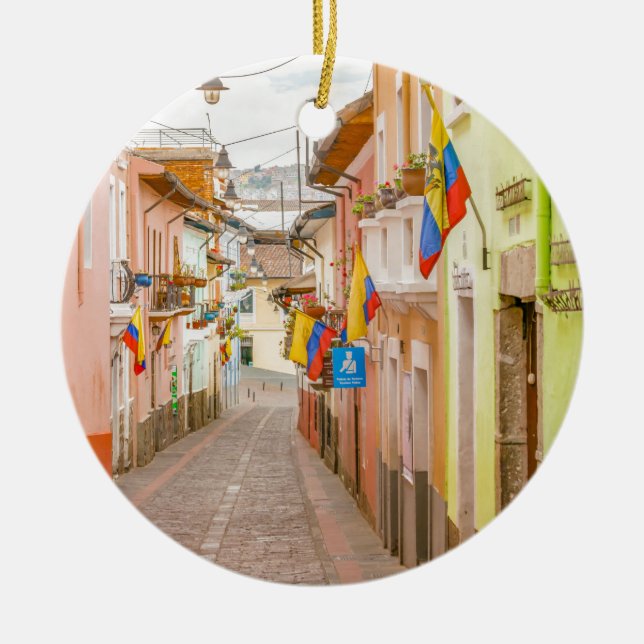 La-Ronda-Straße Quito Ecuador Keramik Ornament (Vorne)