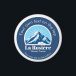 La Rosière Savoie France ski resort souvenir  Magnet<br><div class="desc">Magnet from La Rosière,  Savoie,  France with a gorgeous blue mountain with a sunny background and the option to add  a mountain or ski resort name. 

You can also customize it with your name.</div>