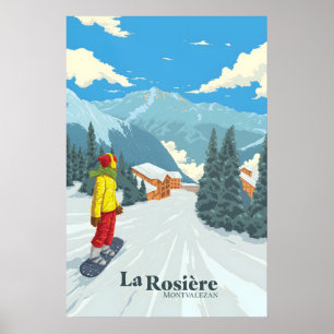 La Rosiere Snowboard Reiseplakat Poster