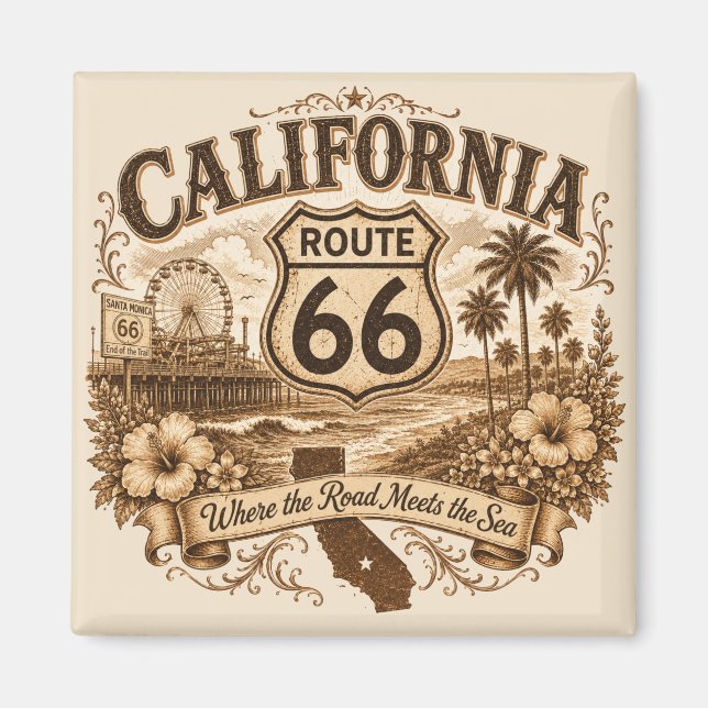 LA Route 66 Santa Monica Endpunkt Magnet (Vorne)