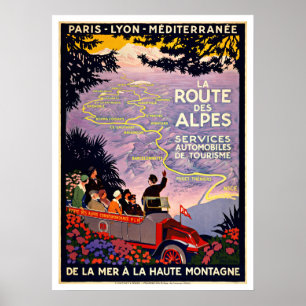 La Route Des Alpes Frankreich Vintage Travel Poster