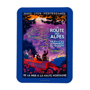 La Route des Alpes Vintag Poster Europe Magnet