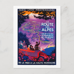 La Route des Alpes Vintag Poster Europe Postkarte