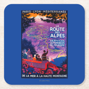 La Route Des Alpes Vintage PosterEuropa Rechteckiger Pappuntersetzer