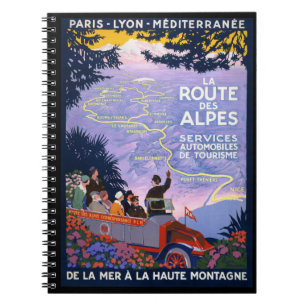 La route des Alpes Vintage Reiseplakat Notizblock