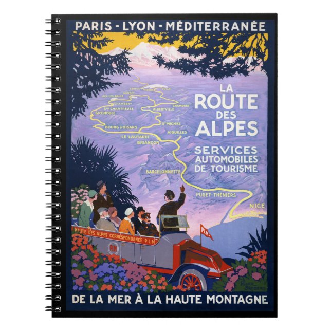 La route des Alpes Vintage Reiseplakat Notizblock (Vorderseite)