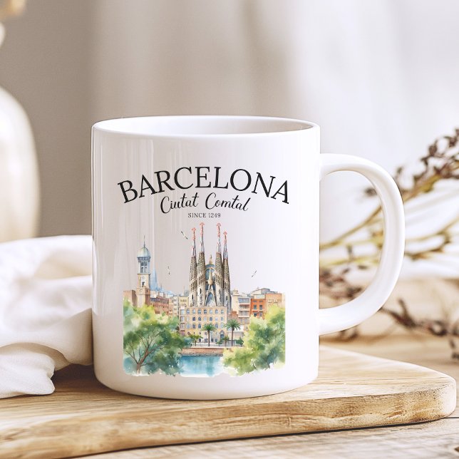 La Sagrada Familia & Skyline – Barcelona Spain Kaffeetasse (Von Creator hochgeladen)