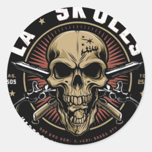 LA Skulls Runder Aufkleber