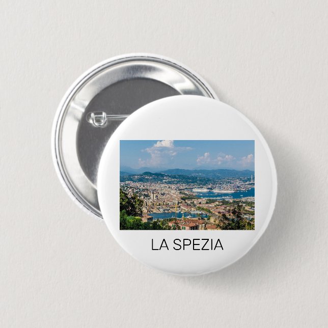 La Spezia Cityscape Ligurien Italien Holiday Souve Button (Vorne & Hinten)