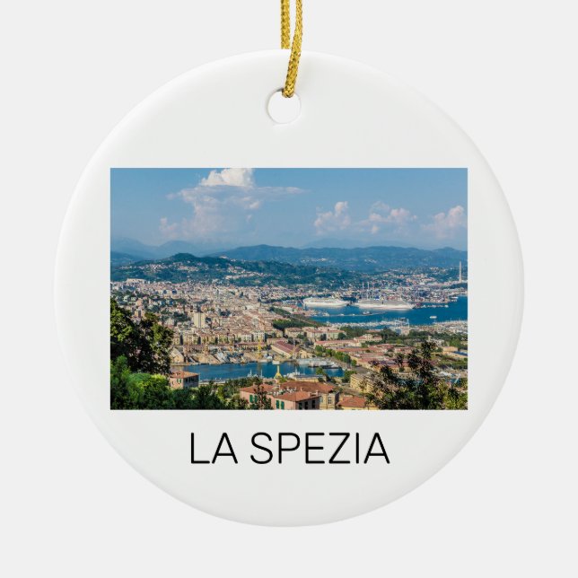 La Spezia Cityscape Ligurien Italien Holiday Souve Keramik Ornament (Vorne)