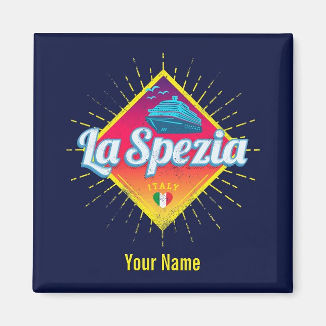 La Spezia Liguria Italien Retro Kreuzfahrtschiff V Magnet (Vorne)