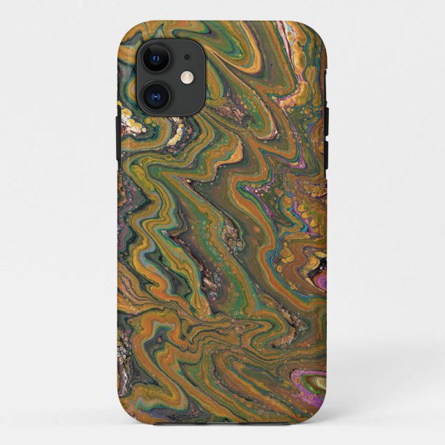 La Strada 2 Green and Gold Abstrakt Phone Case (Rückseite)