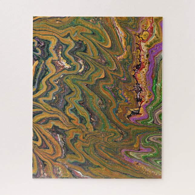 La Strada 2 Green and Gold Abstrakt Puzzle (Vertikal)