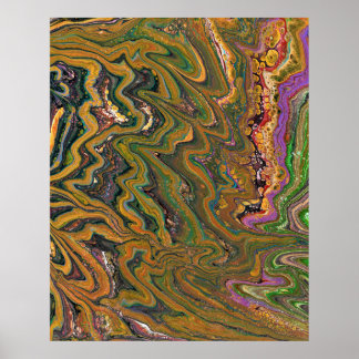 La Strada 2 Green Gold Abstraktes Poster