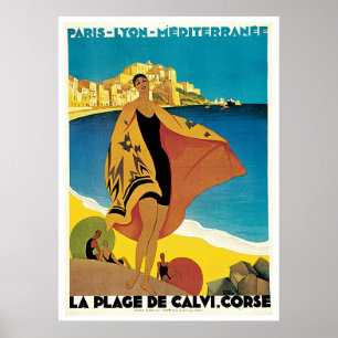 La-Strandde Calvi, Frankreich Vintages Reiseplakat Poster