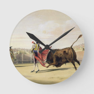 La Suerte de la Capa, 1865 (colour litho) Runde Wanduhr