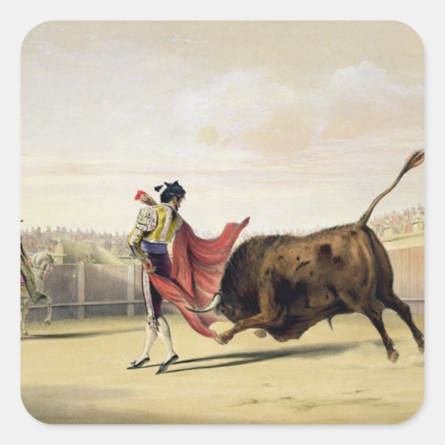La Suerte de la Capa, 1865 (Farblitho) Quadratischer Aufkleber (Vorderseite)