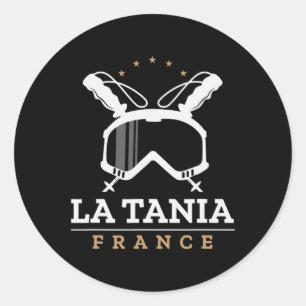 La Tania France Ski Resort Vintag Skigebiet Snowbo Runder Aufkleber