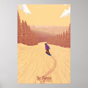 La Tania Snowboarden Reiseplakat Poster