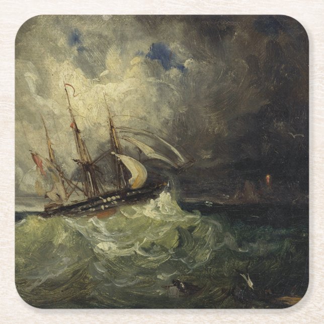 La Tempête - Félix Ziem Rechteckiger Pappuntersetzer (Vorderseite)