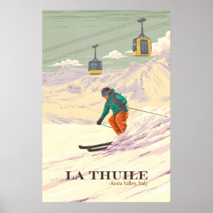 La Thuile Italien Skigebiet Reiseplakat Poster