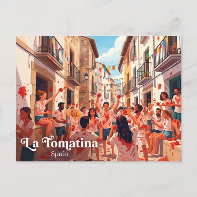La Tomatina Bunol Spanien Postkarte (Vorderseite)