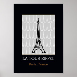 La Tour Eiffel / Schwarz/Weiß Poster